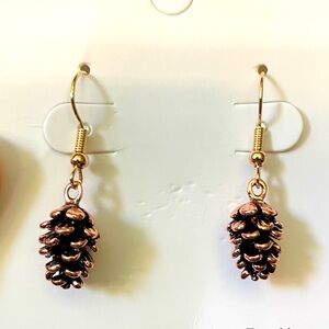 Cute Pine cone bronze drop earrings perfect for fall and winter hook gift autumn